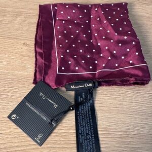 Massimo Dutti Maroon Pocket Square with White Dots